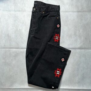 Polo by Ralph Lauren Black Boyfriend Jeans with Red Embroidery